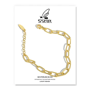 S'STEEL Runde Armbånd Til Kvinder 925 Sterling Sølv Designer Minimalistisk Personaliter Kæde Armbånd Bijoux Femme 2020 Smykker