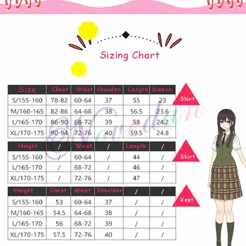 Anime Citrus Cosplay Kostume Paryk Aihara Yuzu / Aihara Mei Ensartet Tøj, Slips Skjorte, Nederdel, Vest / Sweater Strømper