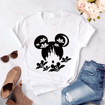 Disney Tegnefilm Mickey Mouse Hoved Tshirt Toppe Afslappet Oversize Kvinder T-shirts Ulzzang Hip Hop Streetwear Harajuku Tshirt Dropship