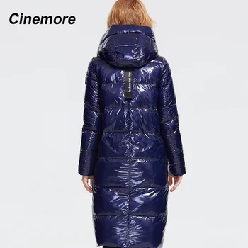 CINEMORE 2020 Vinter nye kollektion ned jakke kvinder mørk farve, tykt bomuld overtøj af høj kvalitet, lang varm vinterfrakke A005