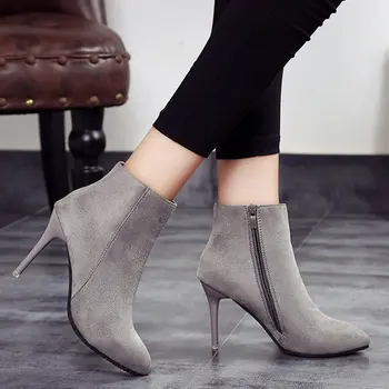 Nye kvinder sko mode høje hæle Frynse støvler tynd hæl kvinder støvler spids tå damer sko vinter ankle støvler ghn78