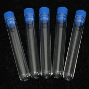 200pcs Længde 60/75/78/100/150mm Klar Plast reagensglas med plast blå/rød prop skubbe hætten for eksperimenter og tests