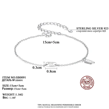 PAG&MAG 925 Sterling Sølv Held og lykke Tag Charme Armbånd Til Kvinder Minimalisme Sølv Matel Kæde Armbånd Fine Smykker SB0091