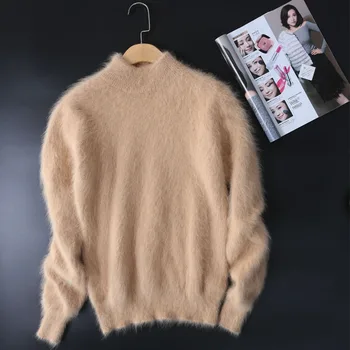 Ny ægte mink cashmere sweater kvinder mink cashmere trøjer med rullekrave krave gratis fragt S1266