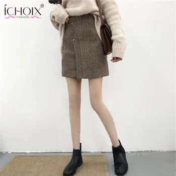 ICHOIX 2020 Mode To-Dragter Retro chic studerende koreansk stil Sweater Kort Nederdel To-delt Sæt Kvindelige Efterår og Vinter-Sæt