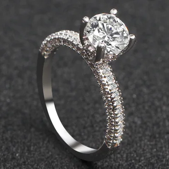Trendy luksus, guld, sølv farve, størrelse 10 engagement ring til Bryllup Engagement for kvinder og ladys kærlighed finger Smykker R4893