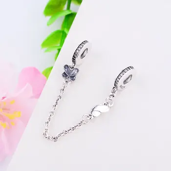 Ægte 925 Sterling Sølv Dekorative Sommerfugle Kæde Passer Oprindelige Pandora Armbånd Gave til Kvinder DIY Perler Smykker