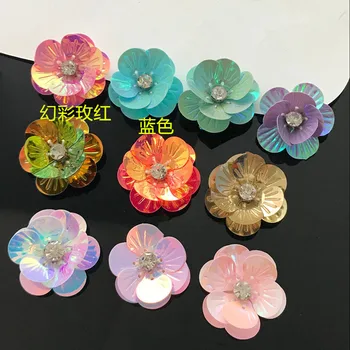 Håndlavet beaded 3D blomst plaster klud indsætte flerfarvet dekorative applikationer diy tilbehør, tøj, taske, kasket sko blomst plaster