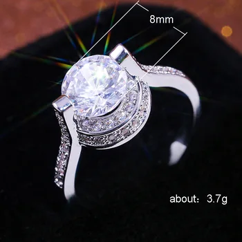 Bague Ringen 925 Sterling Sølv diamant Engagement ringe for kvinder Classic Simpelt Temperament Mode Bryllupper size6,7,8,9,10