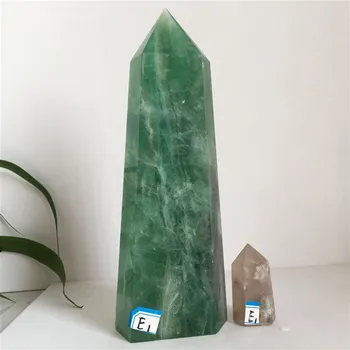 Naturlig Grøn Fluorit Crystal Wand Punkt Healing Feng Shui Chakra Sten Poleret