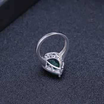PERLE ' S BALLET Naturlig Grøn Agat Gemstone Vand Dråbe Ring i 925 Sterling Sølv Vintage Ring for Kvinder Jubilæum Fine Smykker