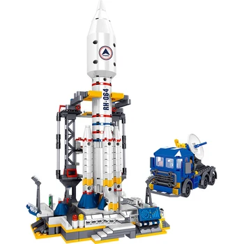 QUNLONG City Space Station Transport Raket Rumskib Tegneserie Figurer byggesten Technic Lanceringen Tårnet Pædagogiske Kids Legetøj