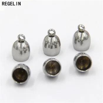 REGELIN 20pcs 3/4/5/6/8mm Rustfrit Stål endekapper Læder Snor End Clips-Perle-For Runde Læder Snor-Stik DIY Smykker