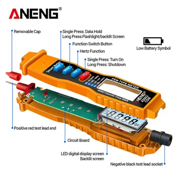 ANENG A3003 Digital Pen Multimeter Professionel 4000 Tæller Smart Meter med NCV AC/DC Spænding, Modstand Kapacitans Testere