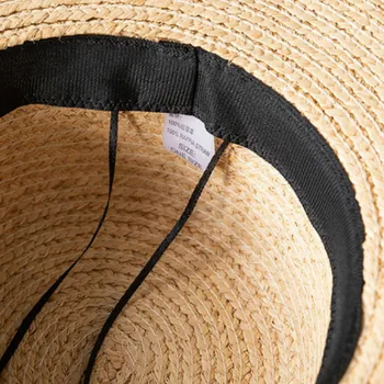 Håndlavet Lange Bånd Damer Rafia Hatte Kvindelige Flade Strand Hat Sommer Solens UV-Hat