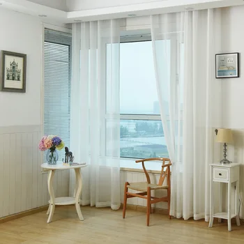 Moderne hvidt fast stof tyl gardin til Soveværelse Hør Hør gardiner, tekstiler Vindue Screening cortinaer para sala de estar wp035#3