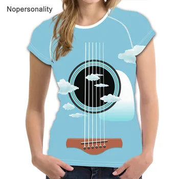 Nopersonality Musik Note Design Sommer T-Shirt til Kvinder kortærmet t-Shirts Klaver/Guitar Print Tee T-shirts Kvinde Tøj