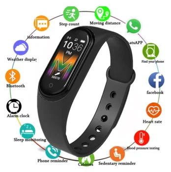 M5 Smarte Ure Bluetooth Armbånd Sport Ur Fitness Tracker Skridttæller pulsmåler SmartBand Armbånd til Android, IOS
