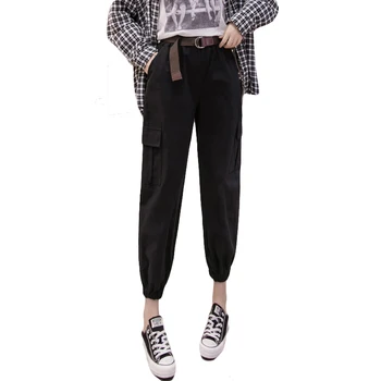 Kvinder Cargo Bukser 2020 Forår, Sommer Mode Kvindelige Høj Talje Løs Harem Bukser Lomme Casual Streetwear Bukser med Bælte