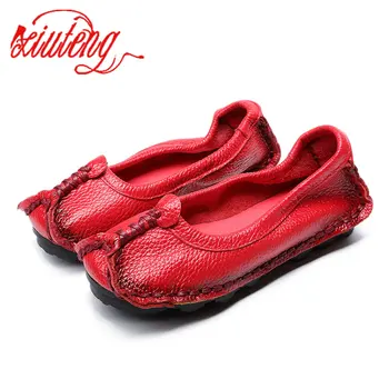 Xiuteng 2020 Kvinder Sko i Ægte Læder Loafers Kvinder Blandede Farver Casual sko Håndlavet Blød Behagelig Sko Kvinder Lejligheder