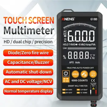ANENG 618 Digital Multimeter DC-AC Voltmeter Amperemeter Analog Meter kondensator Ohm Hz Tester Auto Range Touch Screen Maskine
