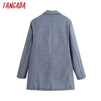 Tangada Kvinder Solid Blazer Vintage Pels Hak Krave Lomme 2020 Mode Kvindelige Casual Chic Toppe BE262