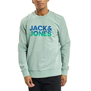 Jack & Jones herre sweatshirt Hætte Sweat Besætning hals, rund hals farve Grøn logo mærke