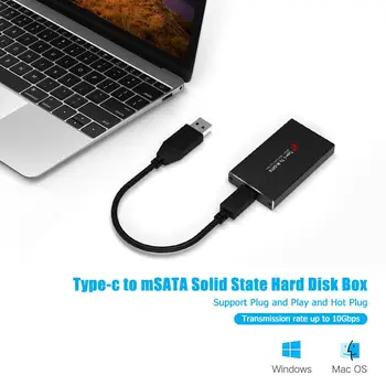 USB3.1 Type C til MSATA til USB 3.0-SSD Kabinet MSATA SSD Tilfælde Hard Disk Box Kabinet 10Gbps Eksterne Mobile Sag Kabel