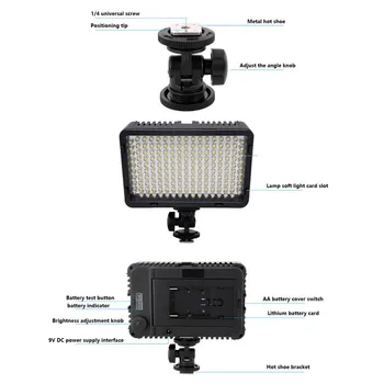 Mcoplus LE-168A Dæmpbar Studio LED Video Lys 3200k/5500k Fotografering Fyld Lys Lys Lampe til DSLR-Kamera Tilbehør