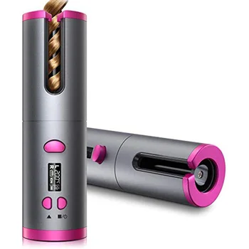 Trådløs USB-Genopladelige Trådløse Automatisk Hair Curler Krøllejern LCD-Display Keramiske Curly Roterende Curling-bølgejern