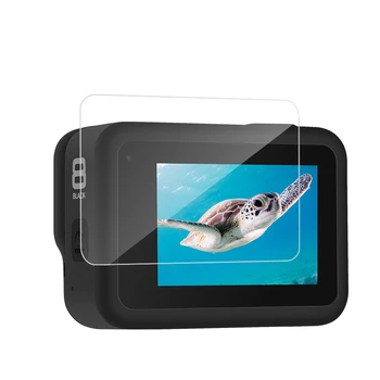TEELSIN 2stk HD Hærdet Glas Skærm + Linse Protector Film 2.5 D Ultratynde Fuld Dækning for GoPro Hero 8 Kamera Tilbehør