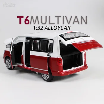 1:32 VW Multvian T6 Kommercielle Legering Bil Model Højde Simulering 1/32 Lastbil Van Die-casting Lyd & Lys Trække sig Tilbage Legetøj