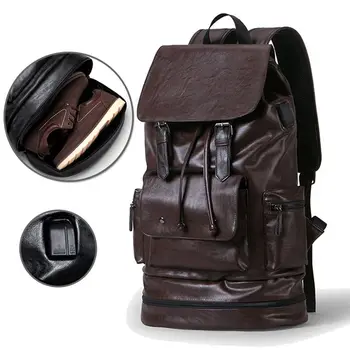 Weysfor Mode Vandtæt rygsæk Mænd Rygsæk Læder Bookbags Herre PU skoletasker Mandlige Funktionelle Tasker Kapacitet Mænd Taske