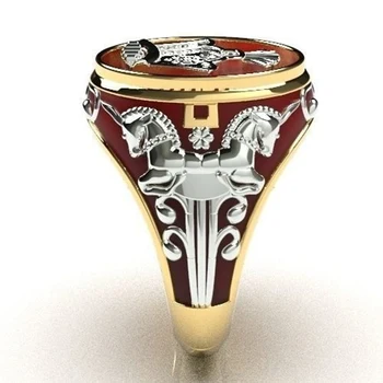 Nyt Design Rød Geometriske Finger Ring Mode Smykker Metal Hest Crown Mønster vielsesringe for Mænd, Kvinder Z5M506