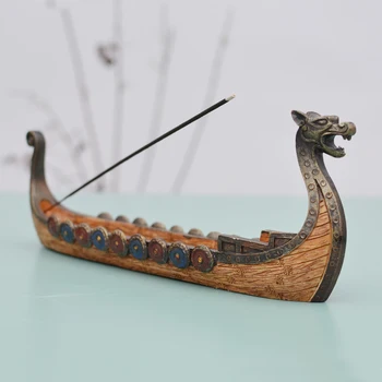Retro Dragon Boat Charme Hånd-udskåret Aromaterapi Brænder Ornamenter Røgelse Indsætte Røgelse yrelsen Røgelse Indehaveren Ornament