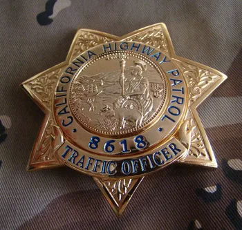 Usa Californien Høj Måde Patrulje CHP Badge Kobber Trafik Nr. 6856/8618/8898 Skjorte Revers Badge Broche Pin-kode