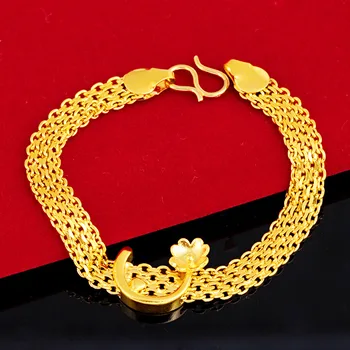 24K Guld Farve Smykker Armbånd til Kvinder Bizuteria Pulseira Feminina Sølv 925 Smykker Pulseras De Plata De Ley 24K Guld Mujer