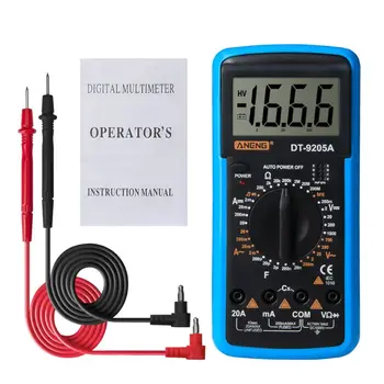 DT9205A hFE AC DC LCD-Skærm Professionel Elektrisk Håndholdt Tester Meter Digital Multimeter Multimetro Amperemeter Multitester