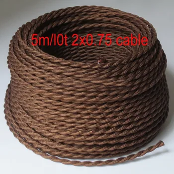 5m 2*0.75 Vintage kabel-Brun Snoet Kabel-Retro Flettet Elektrisk Ledning stof ledning DIY-pendel wire vintage lampe, ledning