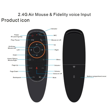 Kebidu G10 Air Mouse Voice Kontrol med 2,4 G USB-Modtager G10s for Gyro Sensor Mini Wireless Smart Fjernbetjening til Android TV BOX
