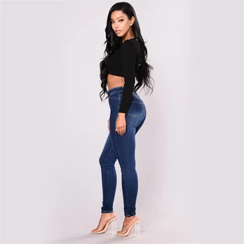 Nyeste Mode Hot Kvinder Lady Tynde Denim Bukser Med Høj Talje, Stretch Jeans Slim Blyant Jeans Kvinder Casual Jeans