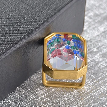 Kinel Mode Multifarvet Krystal Guldringe Til Kvinder Boheme Bryllup Piger Flerfarvet Gennemsigtig Sten Part Vintage Smykker