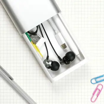 For Xiaomi MIIIW aluminium Metal tilfældet hersker Hovedtelefoner Kabel-Arrangør Skole blyant Boks Push Switch
