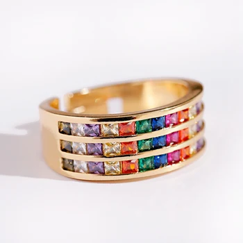 Luksus Insekt Rainbow Zircon Ringe Top-Kvalitet Blad Runde Kreative Stil Hunner Party Bryllup Smykker
