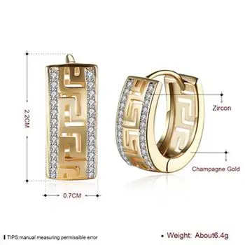 K zircon guld personlig Great Wall mønster øreringe med diamant øreringe til kvinder champagne-guld