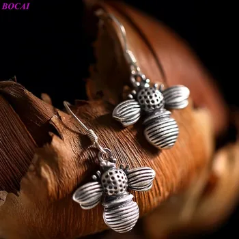 BOCAI S925 rent sølv øre slip mat gøre gamle archaize kvinders Thai sølv bee karakter øreringe 2020 nye mode jeweley