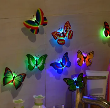 10stk Farverige Sommerfugle LED-Lys Wall Stickers 3D Hus Dekoration Tilfældig Stue, Soveværelse, Køkken Nat Lys Ornament
