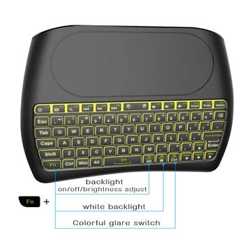 7 Farver Baggrundslys Mini-Tastatur-2.4 GHz-BT Air Mouse dansk russisk Mini Touchpad Keyboard Til Android TV box Mini PC