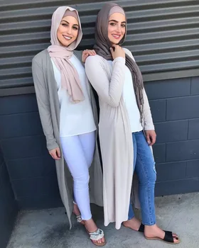 Muslimske Outwear Kimono Åbne Abaya Strikkede Kjoler Cardigan Lang Robe Ramadan Arabiske Islamiske Tøj Abayas For Kvinder Dubai Islam
