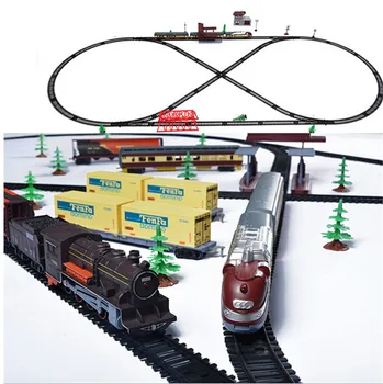 Gratis forsendelse!Lange damptog 9.4 Meter Tog Spor sæt elektrisk modeltog for kids drenge Railway Railroad fødselsdag gave